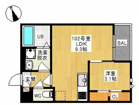 GRANDTIC MON(1LDK/1階)の間取り写真