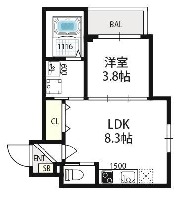 グリーンフォレスト(1LDK/2階)の間取り写真