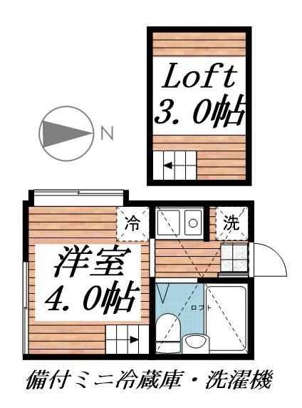 ピュアハウス藤棚三番館(ワンルーム/2階)の間取り写真