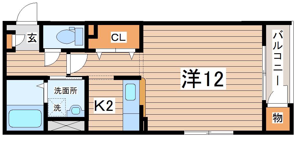 ラフィーネ泉中央(1K/1階)の間取り写真