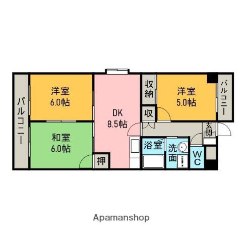 ルミエール東新(3DK/5階)の間取り写真