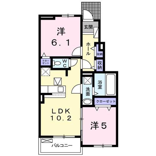メゾン・ベル II(2LDK/1階)の間取り写真
