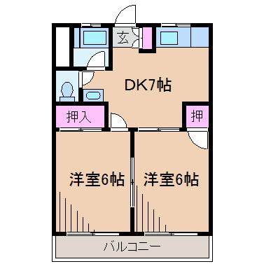 西山第4ビル(2DK/3階)の間取り写真
