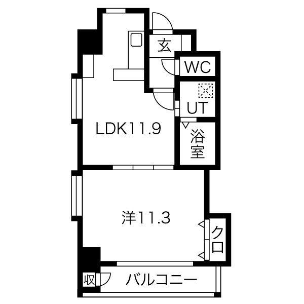 プロビデンス葵タワー(1LDK/8階)の間取り写真