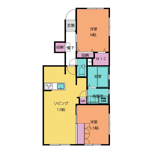 MAISON MAHOGANY(2LDK/1階)の間取り写真