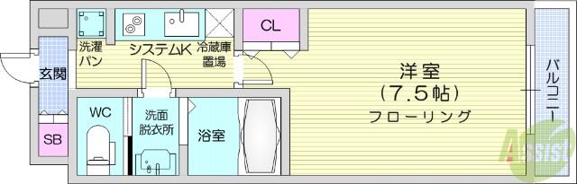 LASANTE薬師堂(1K/5階)の間取り写真