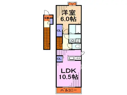 メゾン ド コッティI(1LDK/2階)の間取り写真