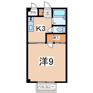 シュプレエム菜根(1K/2階)の間取り写真