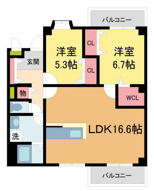 メゾン大原(2LDK/3階)の間取り写真