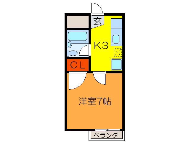 サンハイツ(1K/1階)の間取り写真