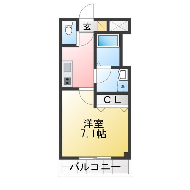 ジーメゾン川越リシェルナ(1K/3階)の間取り写真