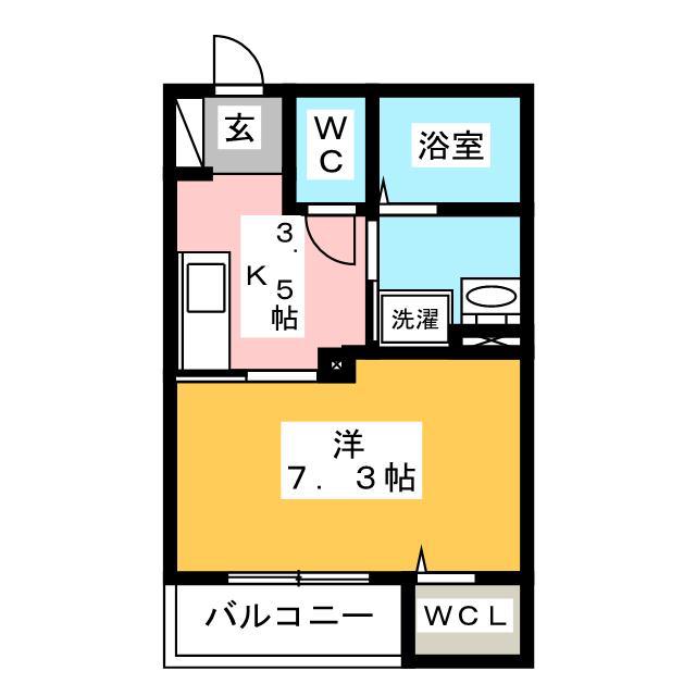 リオリエント羽島(1K/1階)の間取り写真