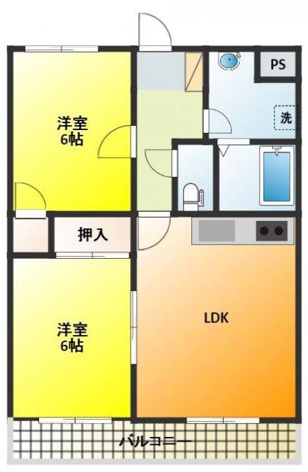コートビレッジ渡瀬(2LDK/1階)の間取り写真