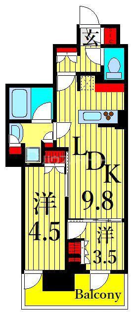 NIDO南千住(2LDK/11階)の間取り写真
