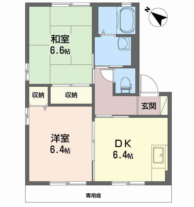 ヘリテージ雅I A棟(2DK/1階)の間取り写真