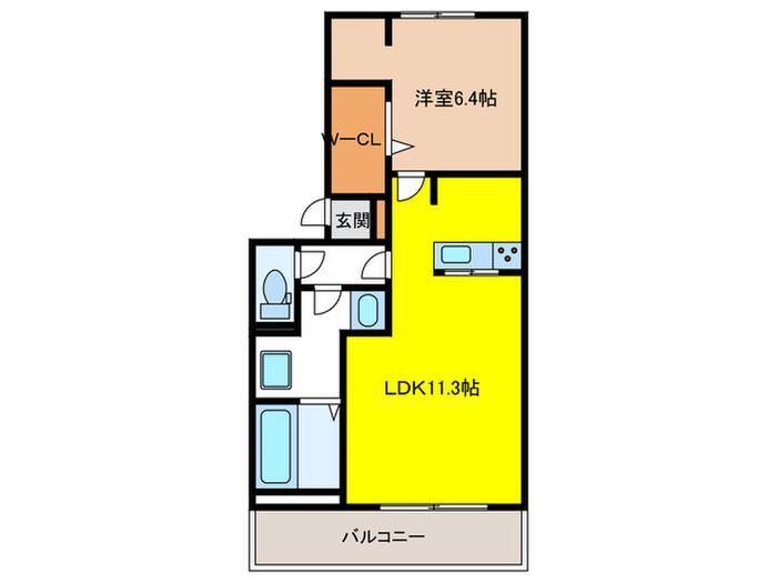 プレシボヌール弥永(1LDK/3階)の間取り写真
