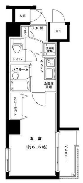 グランフォース蔵前(1K/4階)の間取り写真