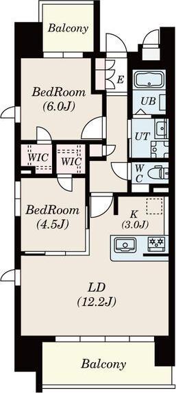 S-RESIDENCE茶屋ヶ坂イースト(2LDK/11階)の間取り写真