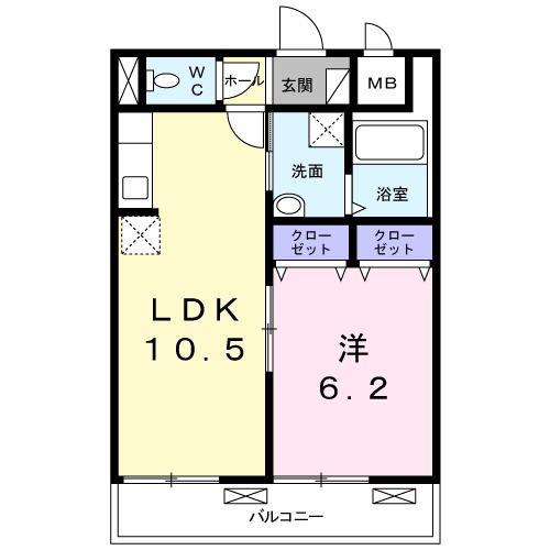 クレール(1LDK/2階)の間取り写真