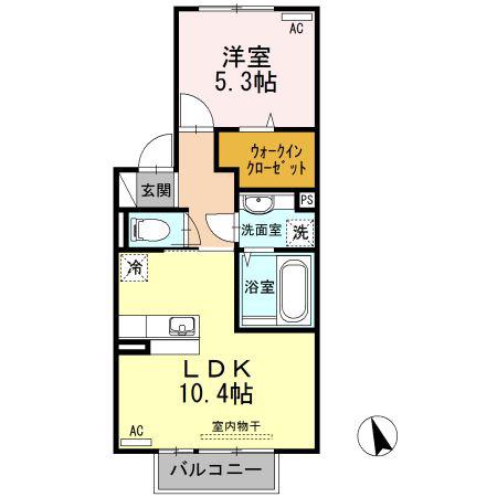 ショコラメゾン・F(1LDK/2階)の間取り写真
