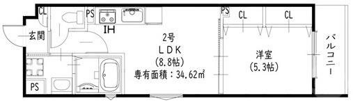 ピレーネ一津屋(1LDK/3階)の間取り写真