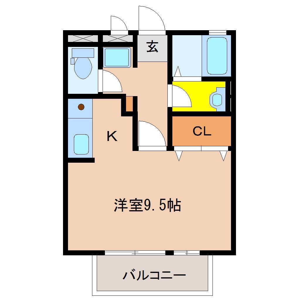 セジュールあおき(ワンルーム/2階)の間取り写真