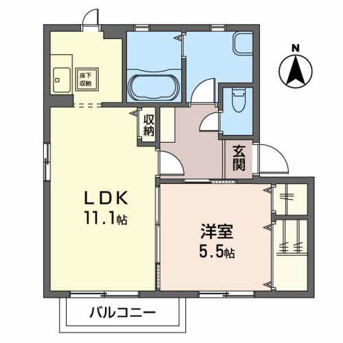 ドミトリースズキC(1LDK/1階)の間取り写真