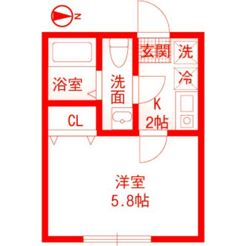ヴェラハイツ白楽弐番館(1K/1階)の間取り写真