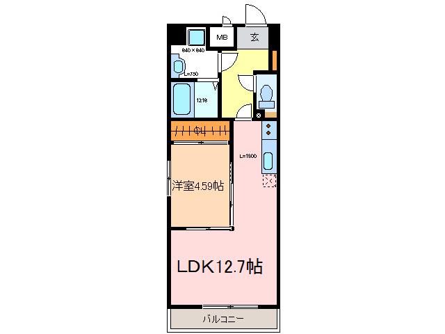 GRANDUKE東別院(1LDK/12階)の間取り写真