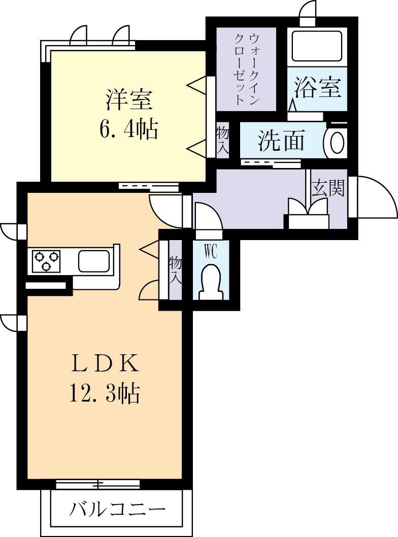 グリーン メイ(1LDK/2階)の間取り写真