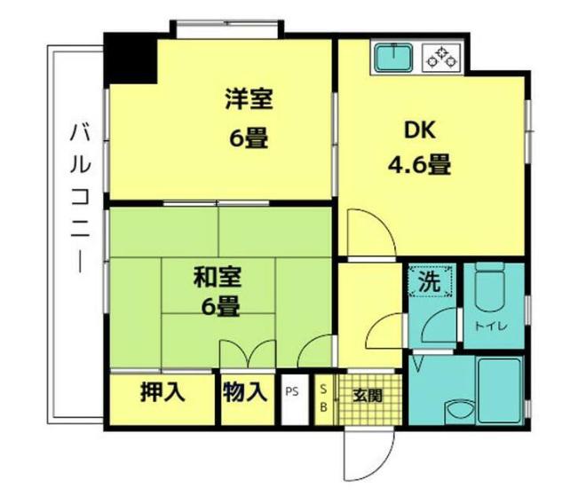 ルネ松戸馬橋(2DK/3階)の間取り写真