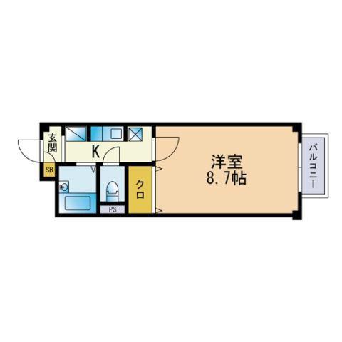 ドミール城南Ⅰ(1K/2階)の間取り写真