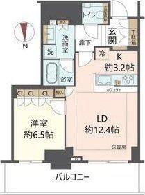 グランドメゾン新梅田タワー THE CLUB RESIDENCE(1LDK/18階)の間取り写真