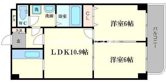 リッチライフダイコク(2LDK/4階)の間取り写真
