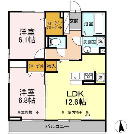 ブランキューブ(2LDK/3階)の間取り写真