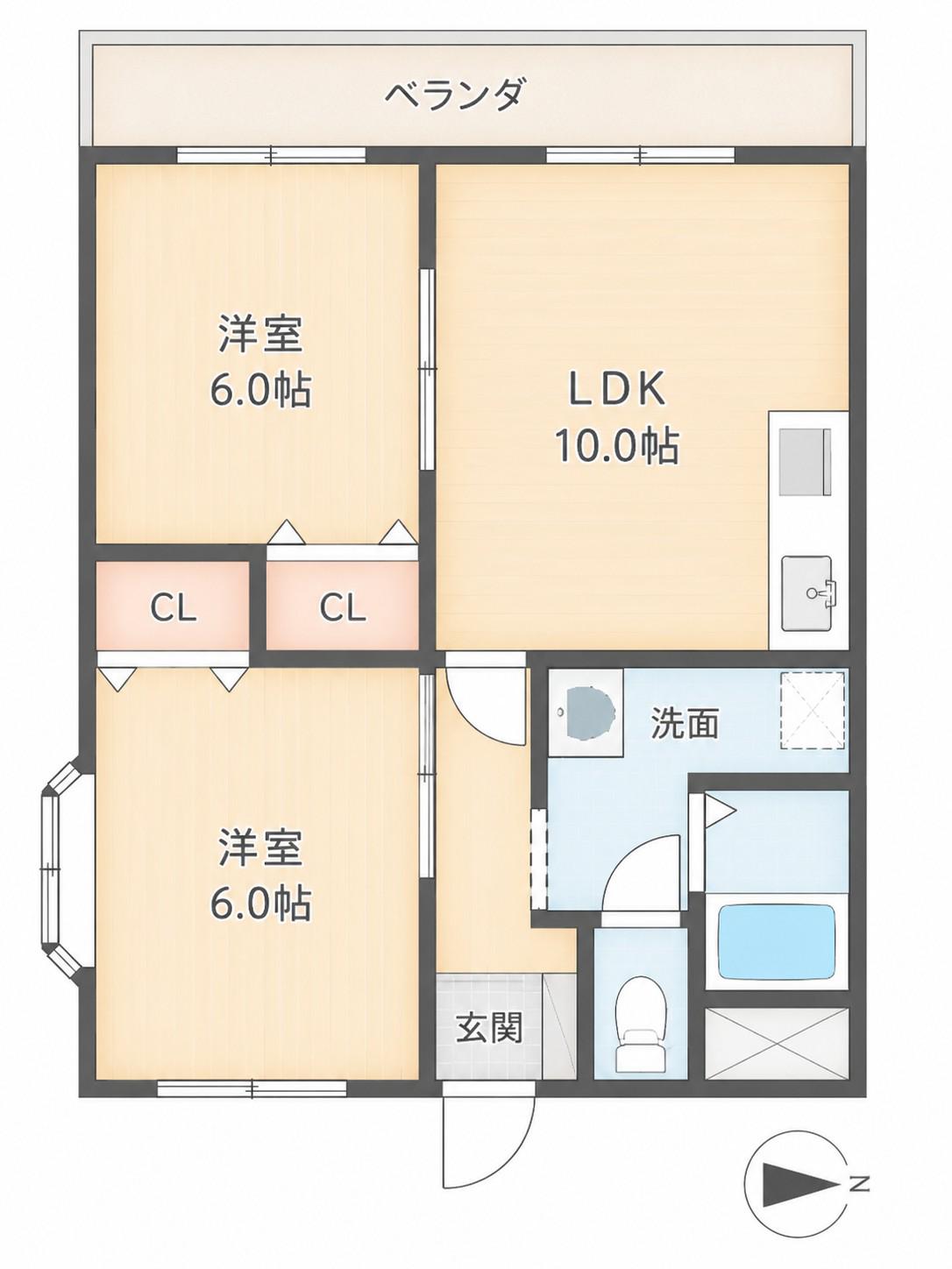 シティハイツ上ノ島(2LDK/4階)の間取り写真