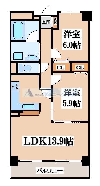 ファインコート鴻池南館(2LDK/5階)の間取り写真