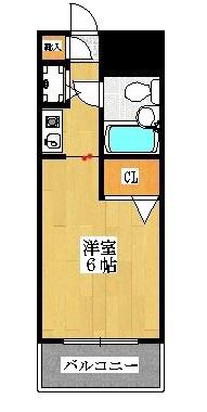 ジョイフル津田沼III(1K/4階)の間取り写真