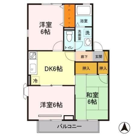 エステートUII(3DK/2階)の間取り写真