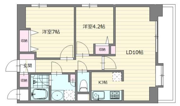 セントヒルズ神楽坂(2LDK/3階)の間取り写真