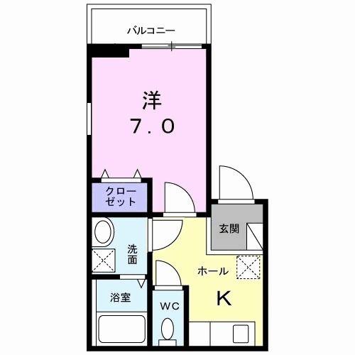 ラコリーヌ アキラン(1K/3階)の間取り写真