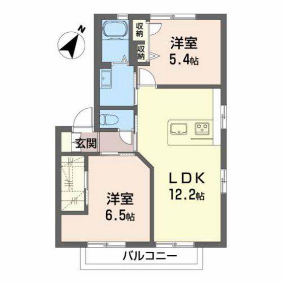 イーストリバーパラリア弐番館(2LDK/2階)の間取り写真