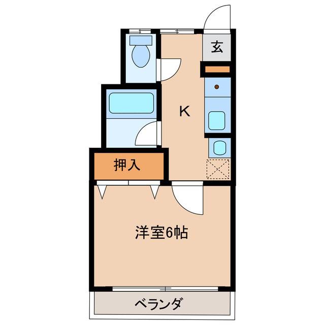 サンフジ2(1K/2階)の間取り写真