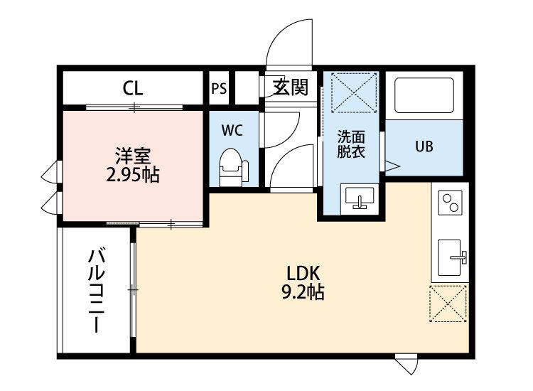 REGALEST花園(1LDK/2階)の間取り写真