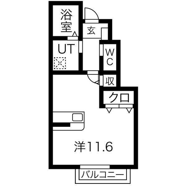 プリエール ヴェリテ(1K/1階)の間取り写真