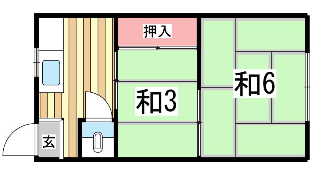 庄田町文化(2K/1階)の間取り写真
