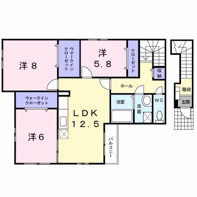 グリーン・ヒル2(3LDK/2階)の間取り写真