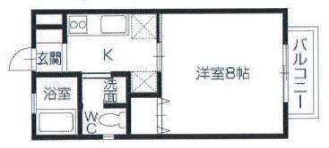 メゾンB(1K/2階)の間取り写真