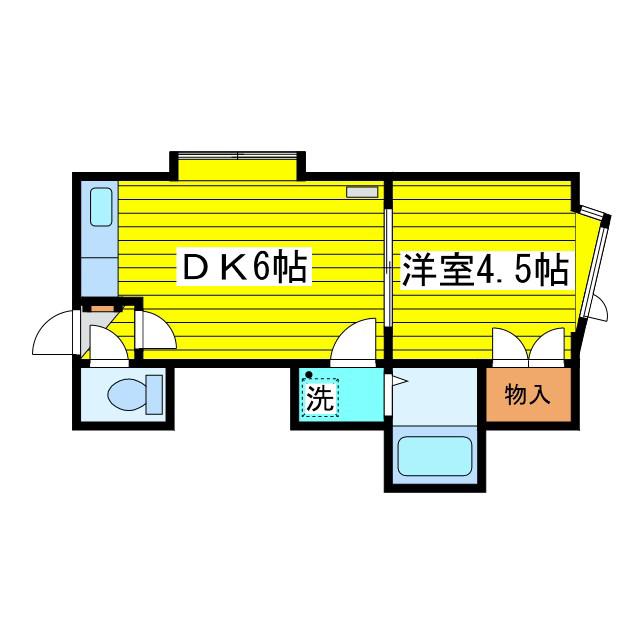 LUNA環状東(1DK/2階)の間取り写真
