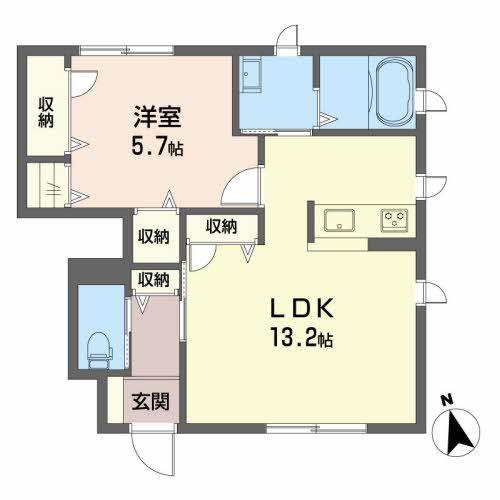 グランマスト杉井流IIA棟(1LDK/1階)の間取り写真